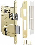 Картинка LH 25-50 GP BOX Замок межкомнатный ARMADILLO под цилиндр. механизм 1ригель+защёлка (золото) с отв. планкой